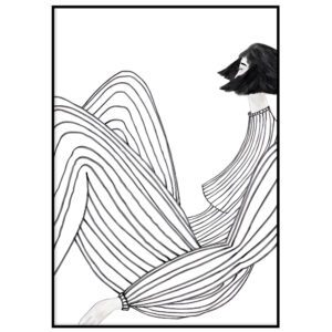 Naine triibulises komplektis