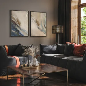 Sinise ja beeži illustratsiooni komplekt