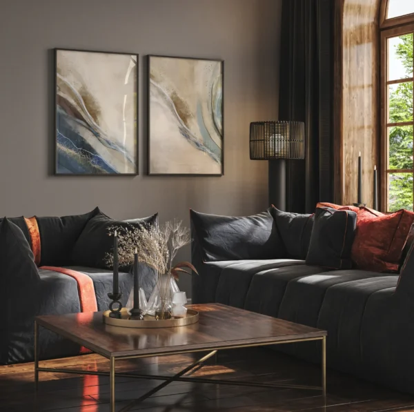 Sinise ja beeži illustratsioon II - Vaizdas 2