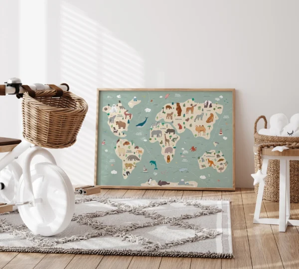 Sinisel taustal maailmakaart - Vaizdas 2